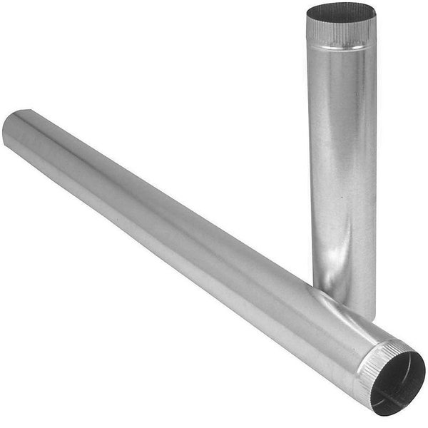 Imperial Duct Pipe, 4 in Dia, 60 in L, 28 Gauge, Galvanized Steel, Galvanized GV1097